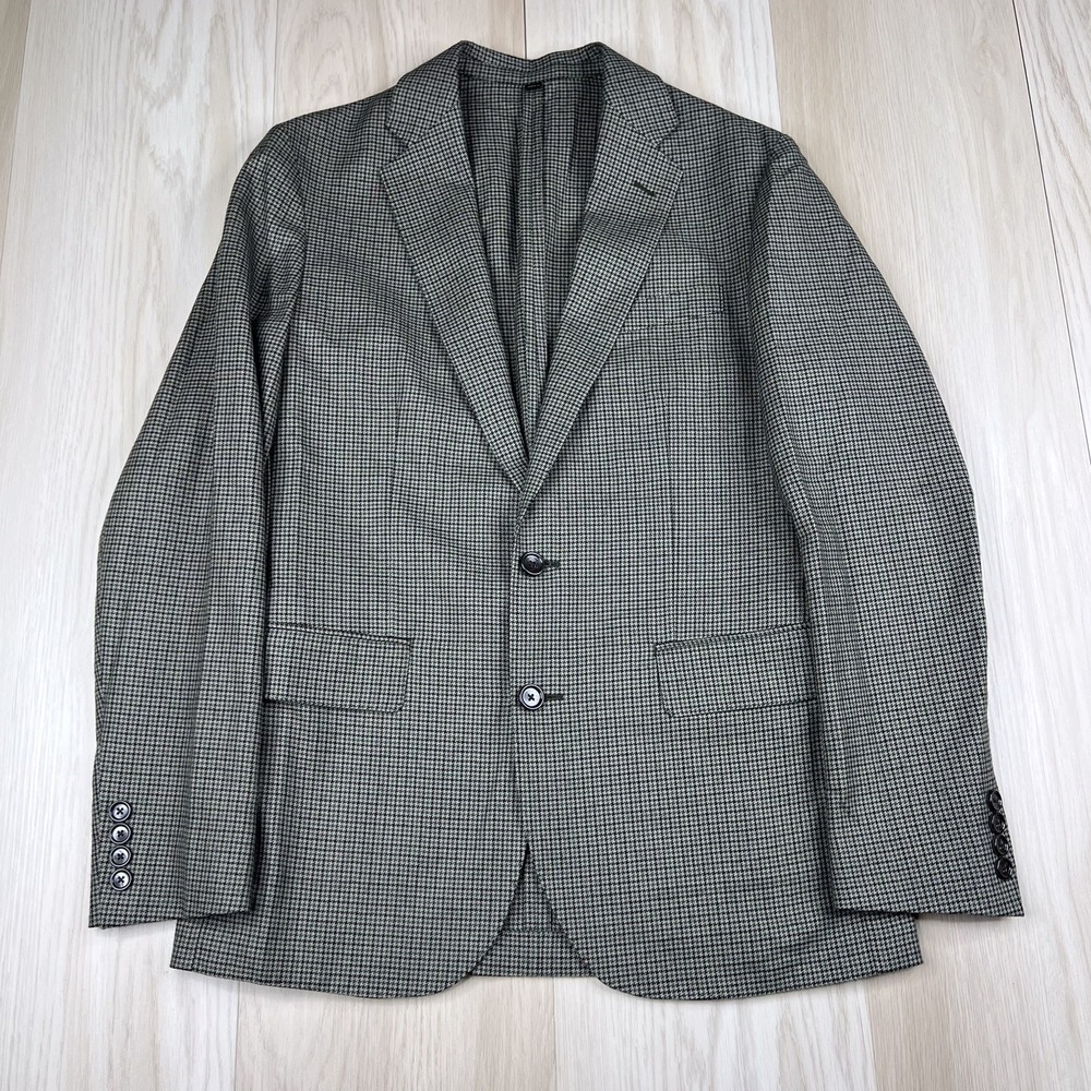 J.Crew Ludlow Slim-fit Suit Jacket Moon English Wool-Cotton Sz 36R Houndstooth